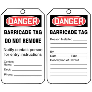 Shop Safety Tags with Top Hole