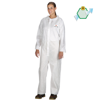  White General Purpose Standard Disposable Coveralls with Collar, Open Wrists & Ankles