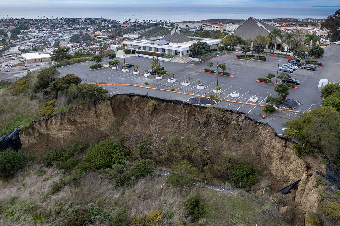 Picture of a landslide on the side of a workplace
