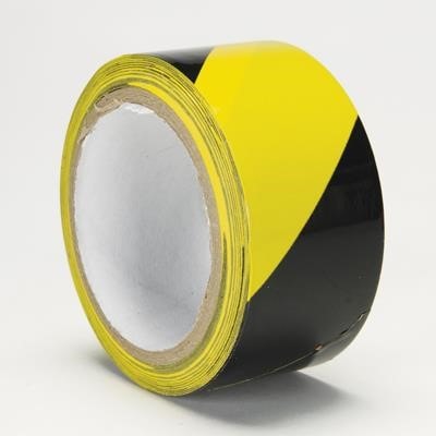 Vinyl Adhesive-Backed Marking Tape with Warning Stripes, 2" x 18 yd.