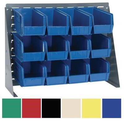 Ultra Hanging System – 27"L x 8"W x 21"H Steel Bench Rack    With (12)–11"L x 5 1/2"W x 5"H Bins