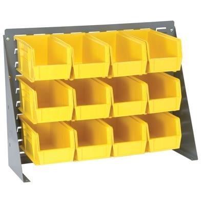 Ultra Hanging System – 27"L x 8"W x 21"H Steel Bench Rack    With (12)–11"L x 5 1/2"W x 5"H Bins