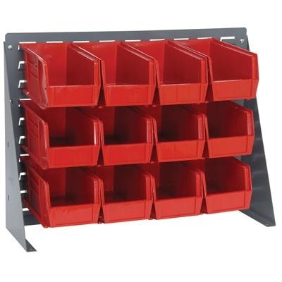 Ultra Hanging System – 27"L x 8"W x 21"H Steel Bench Rack    With (12)–11"L x 5 1/2"W x 5"H Bins