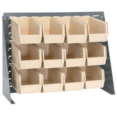 Ultra Hanging System – 27"L x 8"W x 21"H Steel Bench Rack    With (12)–11"L x 5 1/2"W x 5"H Bins