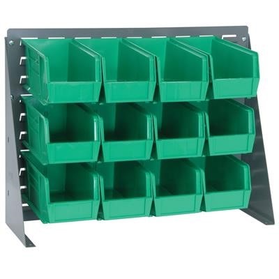 Ultra Hanging System – 27"L x 8"W x 21"H Steel Bench Rack    With (12)–11"L x 5 1/2"W x 5"H Bins