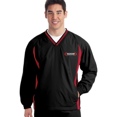 Tipped V-Neck Raglan Sleeve Wind Shirt, Custom Product Add Your Logo