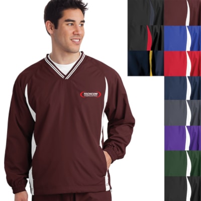 Tipped V-Neck Raglan Sleeve Wind Shirt, Custom Product Add Your Logo