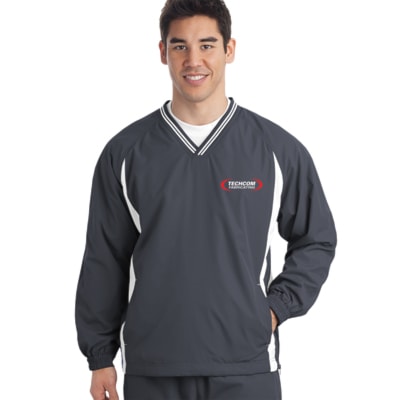 Tipped V-Neck Raglan Sleeve Wind Shirt, Custom Product Add Your Logo