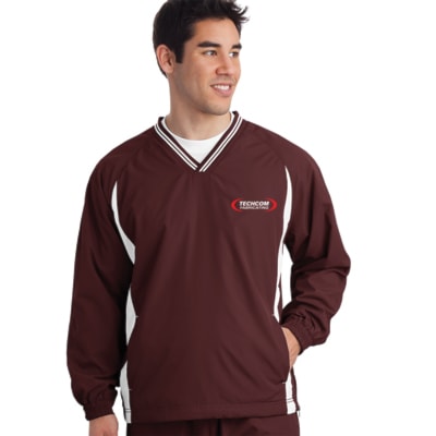 Tipped V-Neck Raglan Sleeve Wind Shirt, Custom Product Add Your Logo