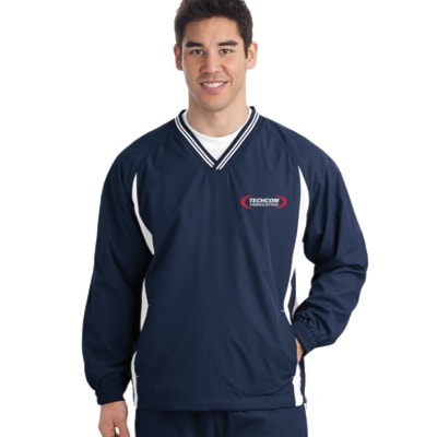 Tipped V-Neck Raglan Sleeve Wind Shirt, Custom Product Add Your Logo