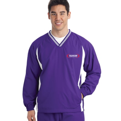 Tipped V-Neck Raglan Sleeve Wind Shirt, Custom Product Add Your Logo