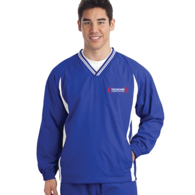 Tipped V-Neck Raglan Sleeve Wind Shirt, Custom Product Add Your Logo