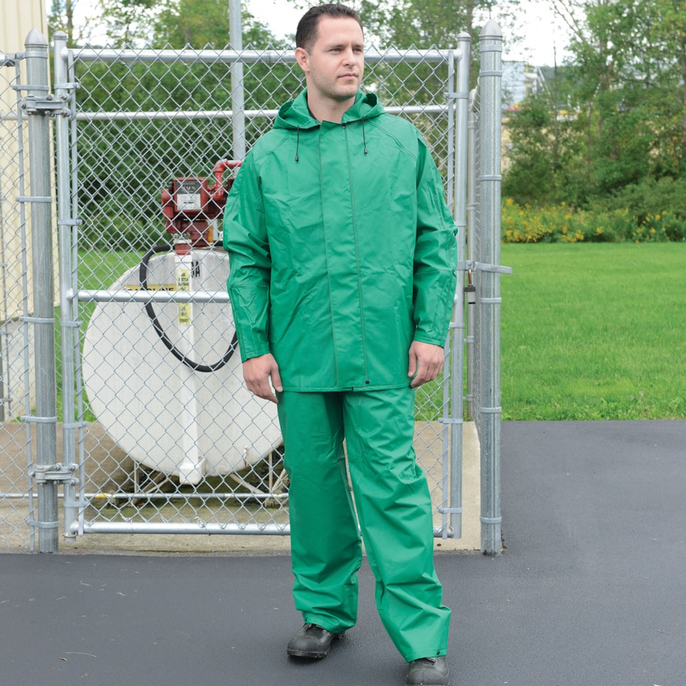 Green 2-Piece Chemical & Flame-Resistant Rain Suit
