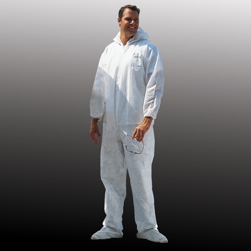 Polypropylene Disposable Coveralls with Hood, Boots, & Elastic Wrists