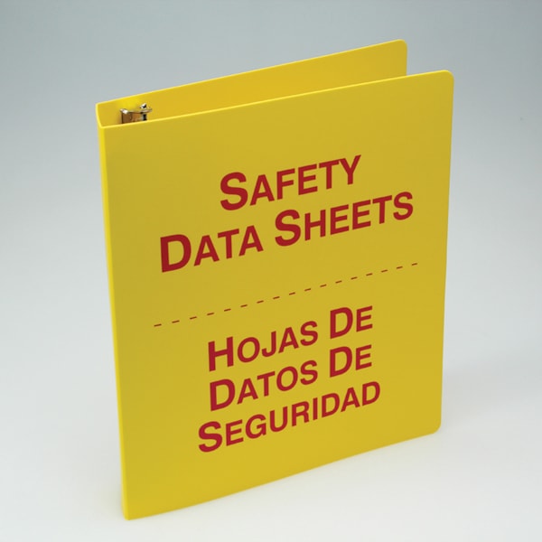 Bi-Lingual 1.5" Red & Yellow Safety Data Sheets Binder with 36" Chain