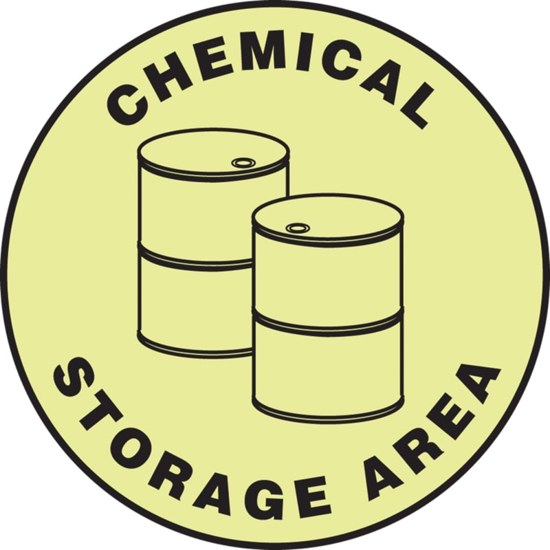 Slip-Gard™ Chemical Storage Area Glow Floor Sign with Graphic