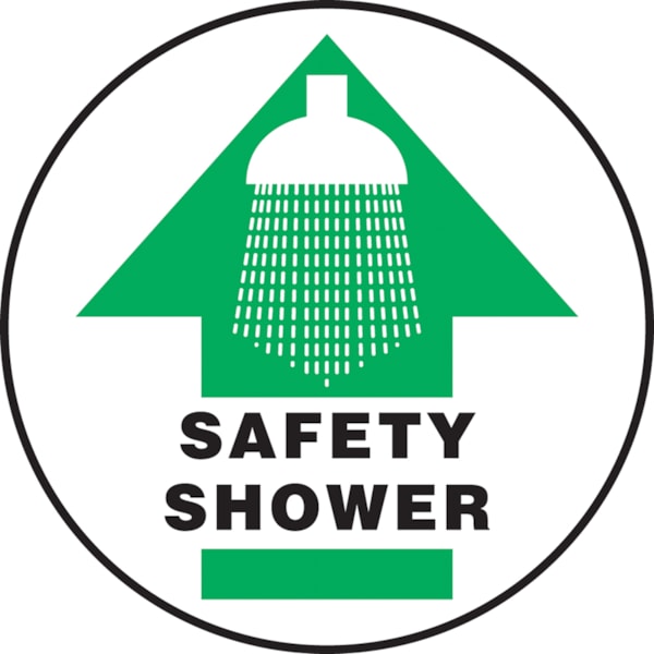 17" Slip-Gard™ Safety Shower Floor Sign with Arrow & Graphic