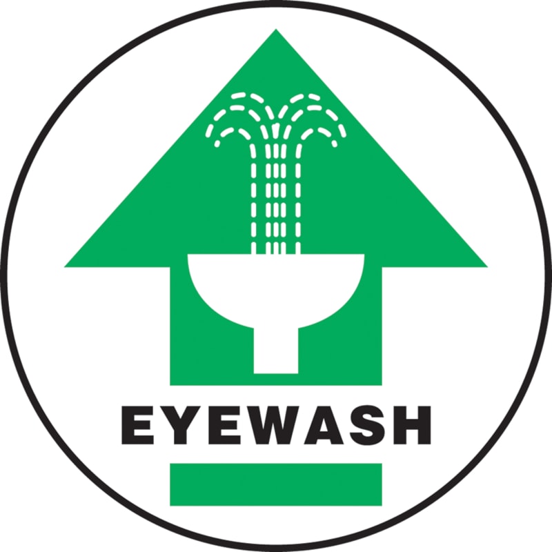 17" Slip-Gard™ Eyewash Floor Sign with Arrow & Graphic