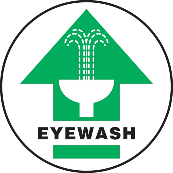 17" Slip-Gard™ Eyewash Floor Sign with Arrow & Graphic