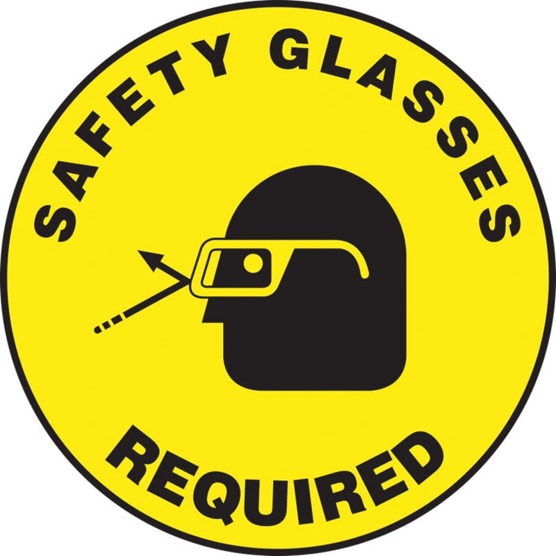 17" Slip-Gard™ Safety Glasses Required Floor Sign with Graphic