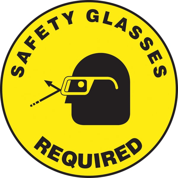 17" Slip-Gard™ Safety Glasses Required Floor Sign with Graphic