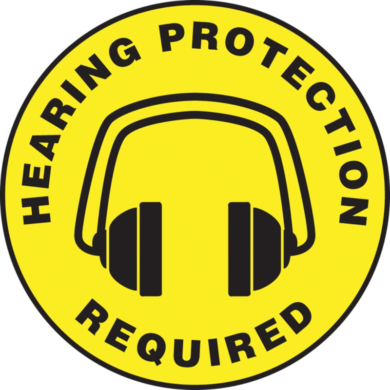 17" Slip-Gard™ Hearing Protection Required Floor Sign with Graphic