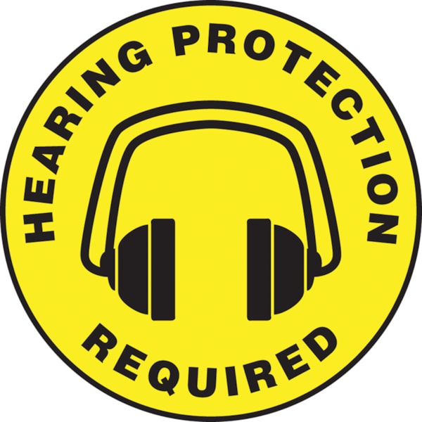 17" Slip-Gard™ Hearing Protection Required Floor Sign with Graphic