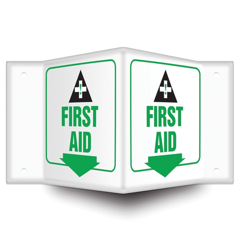 First Aid Projection™ Sign with Arrow & Graphic
