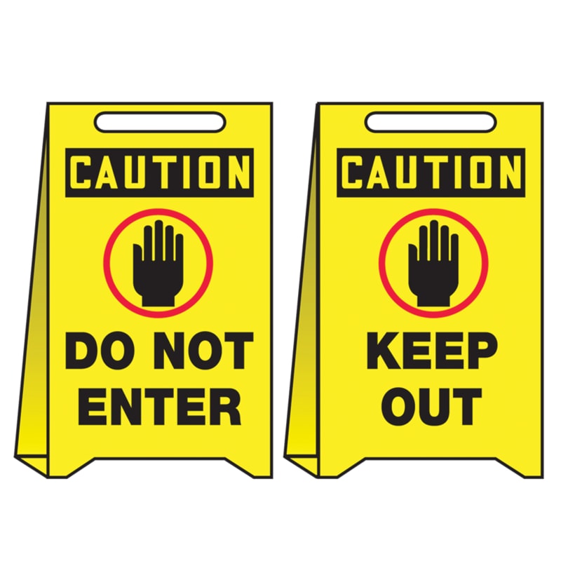 Caution Do Not Enter & Keep Out Reversible Fold-Ups® Sign with Graphic