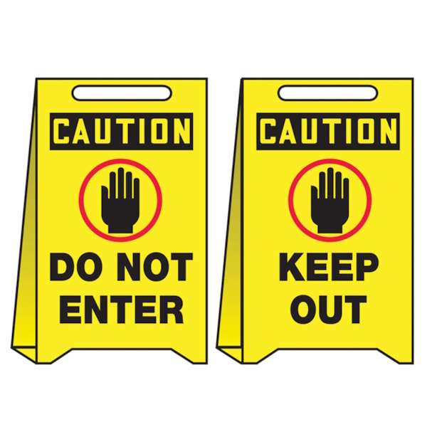 Caution Do Not Enter & Keep Out Reversible Fold-Ups® Sign with Graphic