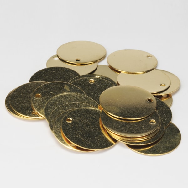 2" Round Brass Valve Tag with 3/16" Hole Diameter, 25/Pack