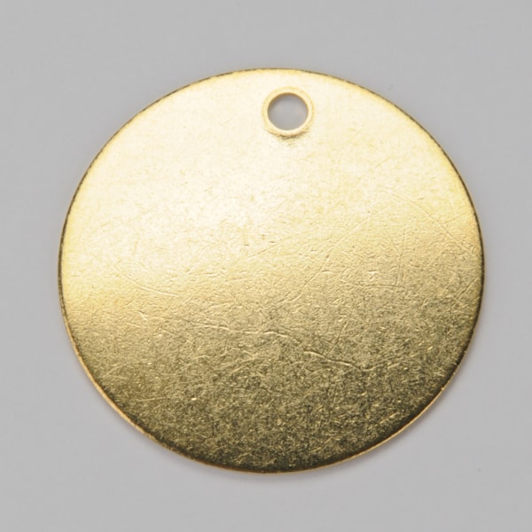 2" Round Brass Valve Tag with 3/16" Hole Diameter, 25/Pack