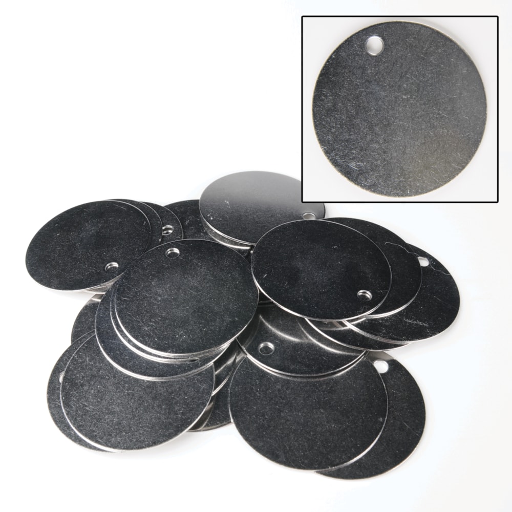 2" Round Stainless Steel Valve Tags with 3/16" Hole Diameter, 25/Pack