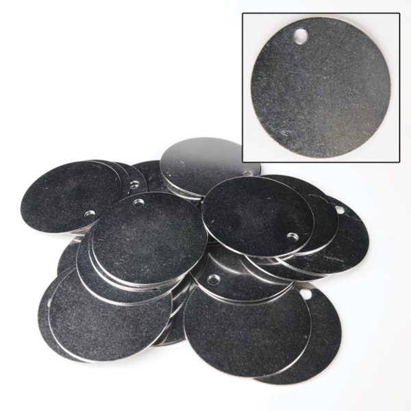 2" Round Stainless Steel Valve Tags with 3/16" Hole Diameter, 25/Pack