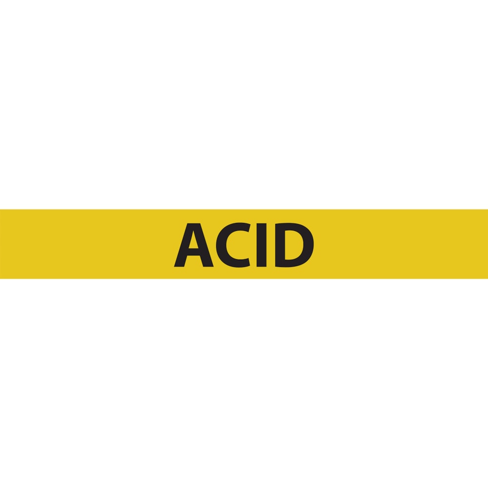 Acid Black Type on Yellow Label Pipe Marker, 25/Pack