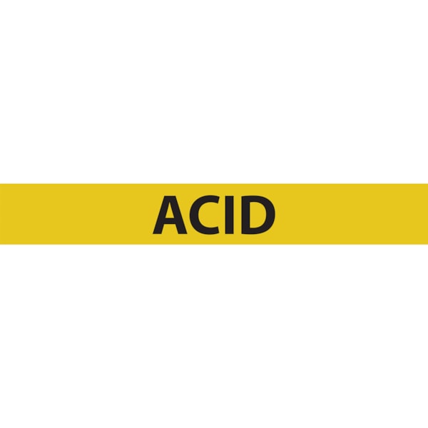 Acid Black Type on Yellow Label Pipe Marker, 25/Pack