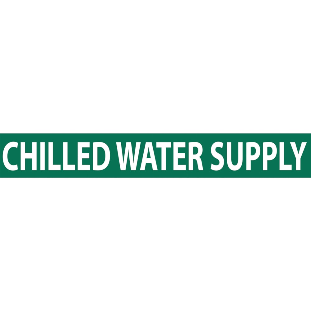 Chilled Water Supply White Type on Green Label Pipe Marker, 25/Pack