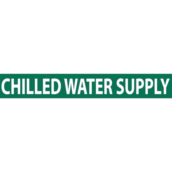 Chilled Water Supply White Type on Green Label Pipe Marker, 25/Pack
