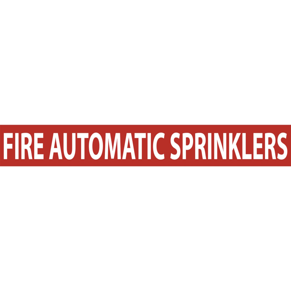 Fire Automatic Sprinklers White Type on Red Label Pipe Marker, 25/Pack