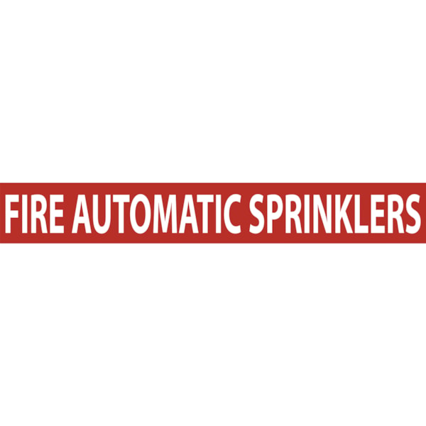 Fire Automatic Sprinklers White Type on Red Label Pipe Marker, 25/Pack