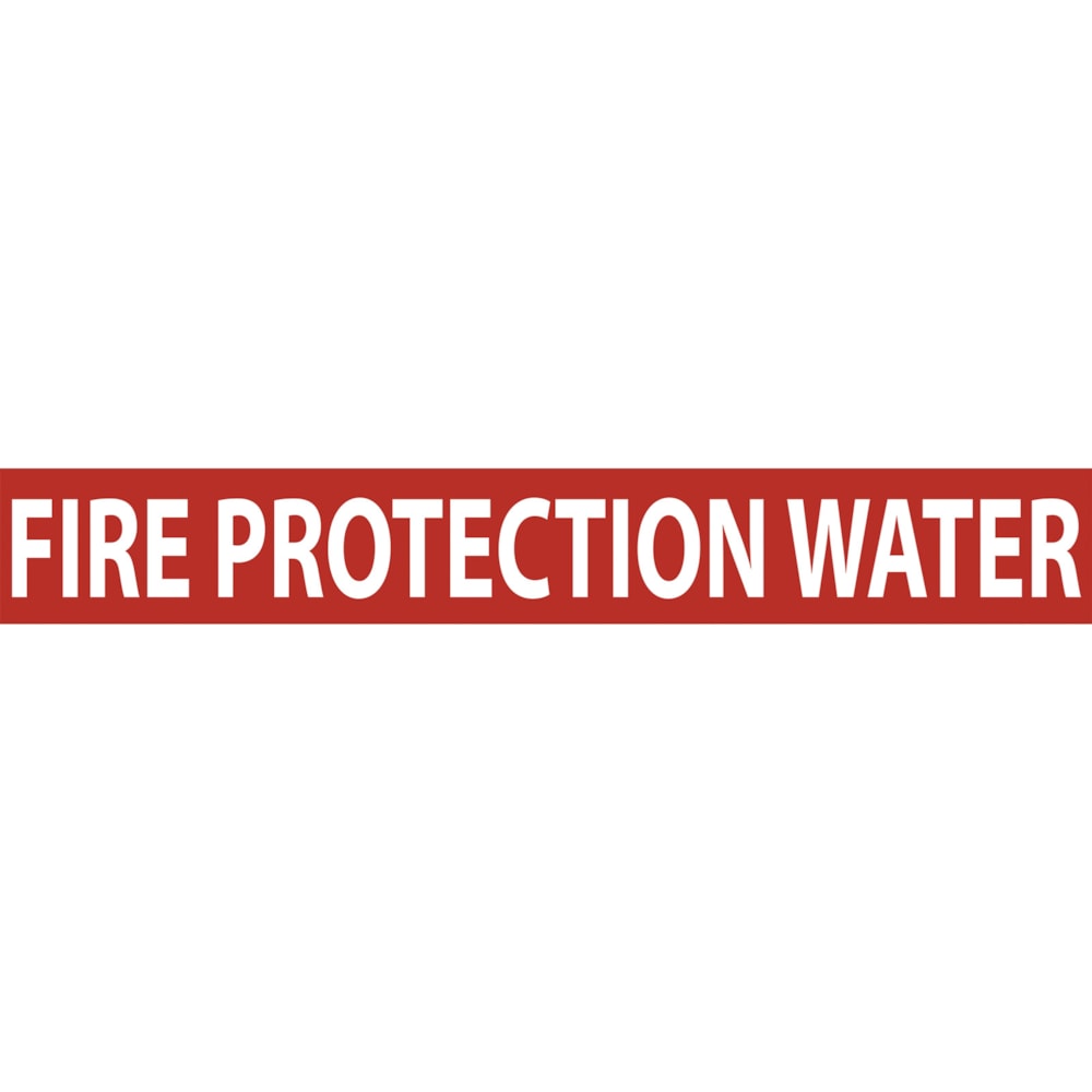 Fire Protection Water White Type on Red Label Pipe Marker, 25/Pack