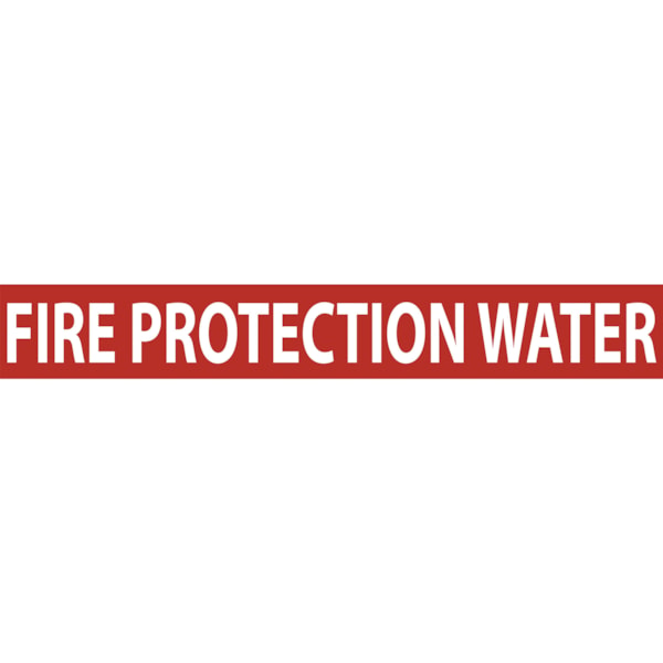 Fire Protection Water White Type on Red Label Pipe Marker, 25/Pack