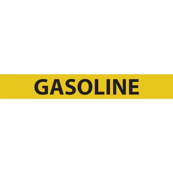 Gasoline Black Type on Yellow Label Pipe Markers, 25/Pack