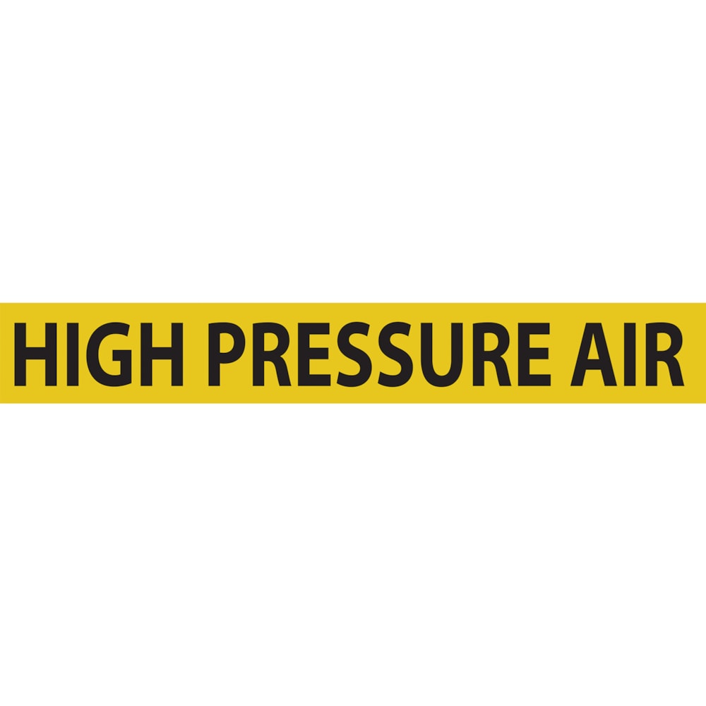 High Pressure Air Black Type on Yellow Label Pipe Marker, 25/Pack