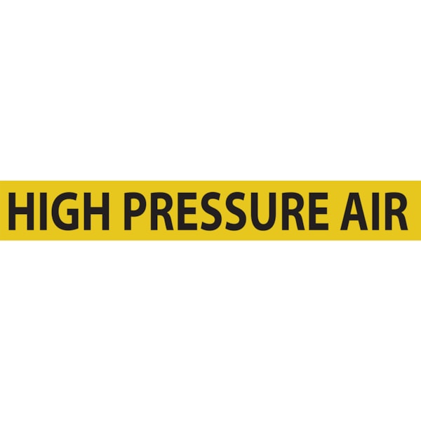 High Pressure Air Black Type on Yellow Label Pipe Marker, 25/Pack