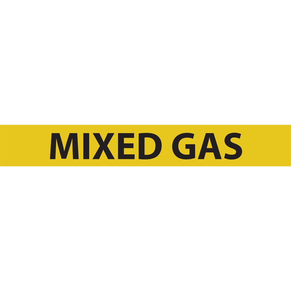 Mixed Gas Black Type on Yellow Label Pipe Marker, 25/Pack