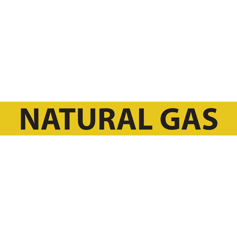 Natural Gas Black Type on Yellow Label Pipe Marker, 25/Pack