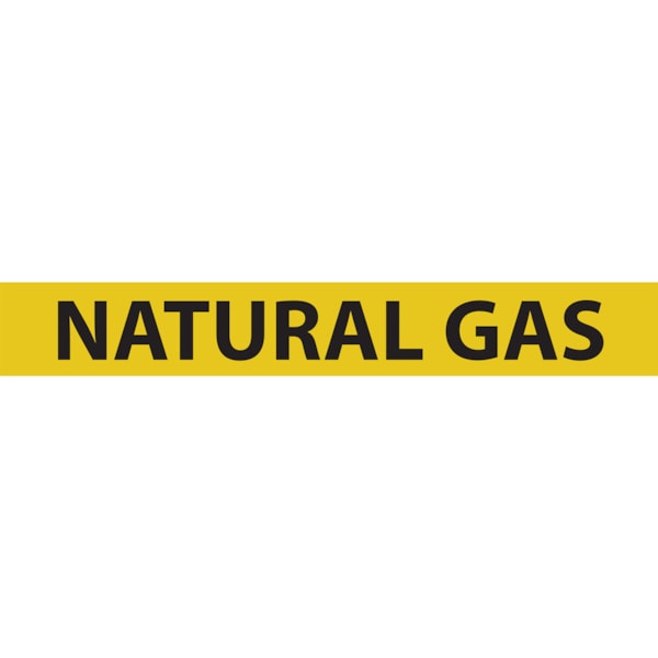 Natural Gas Black Type on Yellow Label Pipe Marker, 25/Pack