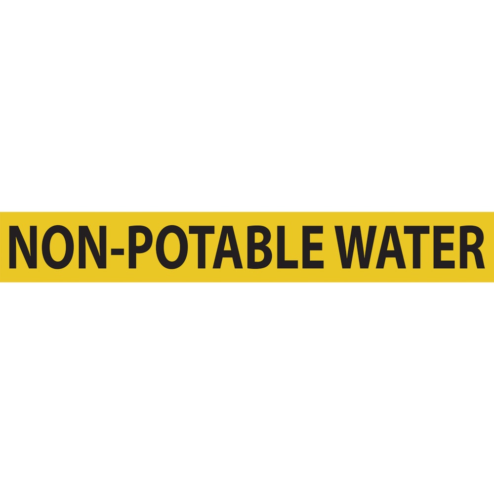 Non-Potable Water Black Type on Yellow Label Pipe Markers, 25/Pack