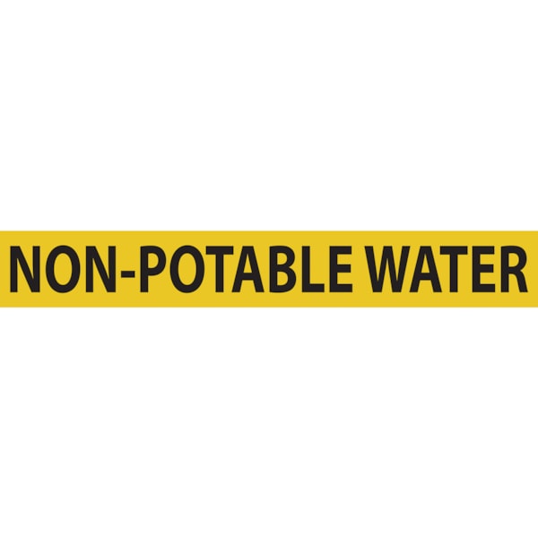 Non-Potable Water Black Type on Yellow Label Pipe Markers, 25/Pack
